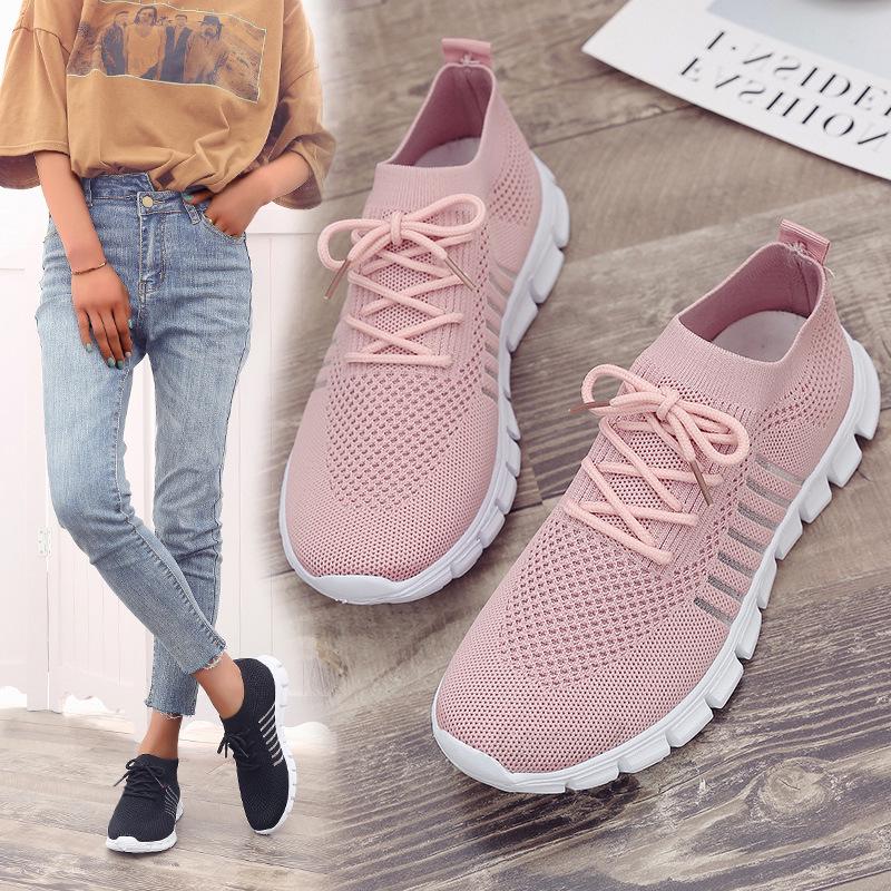 Plus Size Women's Breathable Flyknit Sneakers - 2021 Spring/Autumn Collection
