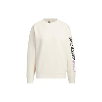 adidas Neo Alphabet Logo Print Crew Neck Sweatshirt Women Tops White HY9645