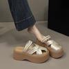 Baotou Half Slippers Women's New Summer Pearls Two Wear Thick Bottom Design Sense Hollow One Pedal Lazy Half Tray