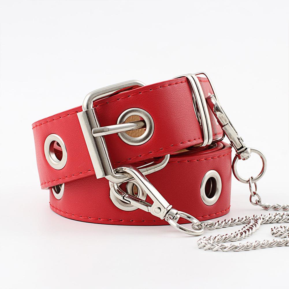 Women Fashion Imitation Leather Round Ring Chain Decorative Waist Belt