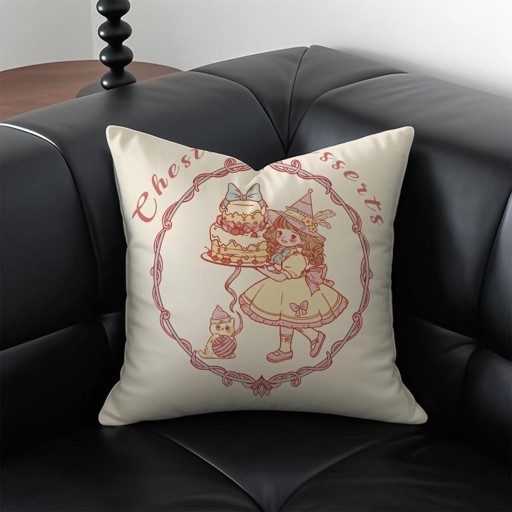 Cute girl Cushion Cover Pillow Case Antidustmite Invisible zipper silky plush cushion