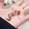 Autumn/Winter Caramel Firework Amber Leopard Print Cat Eye Handmade Nail Art Stickers