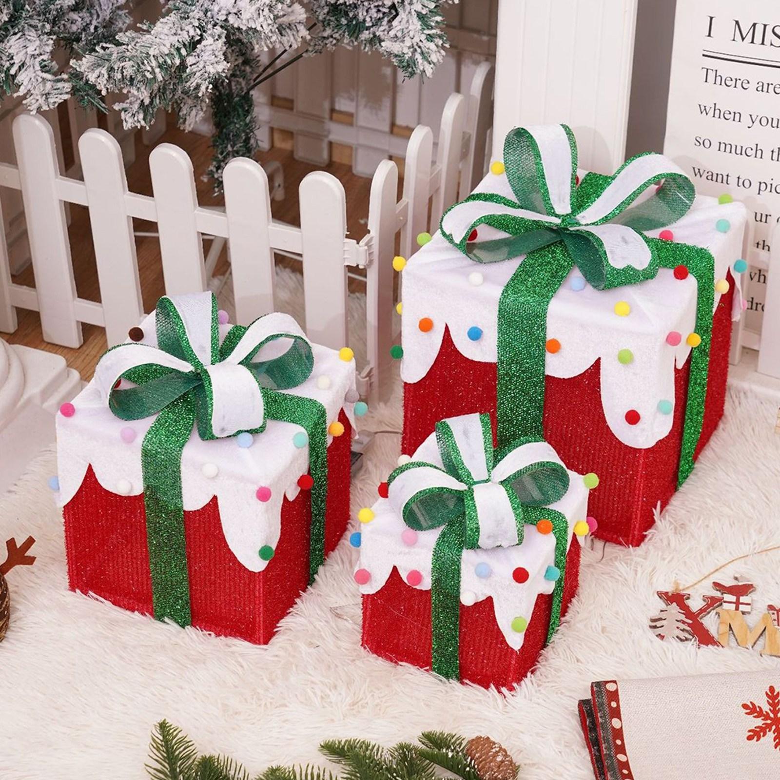 

Christmas Lights, Christmas Gift Box, Three-piece Set, Christmas Products, Birthday Party Decoration Props And Ornaments. One Size