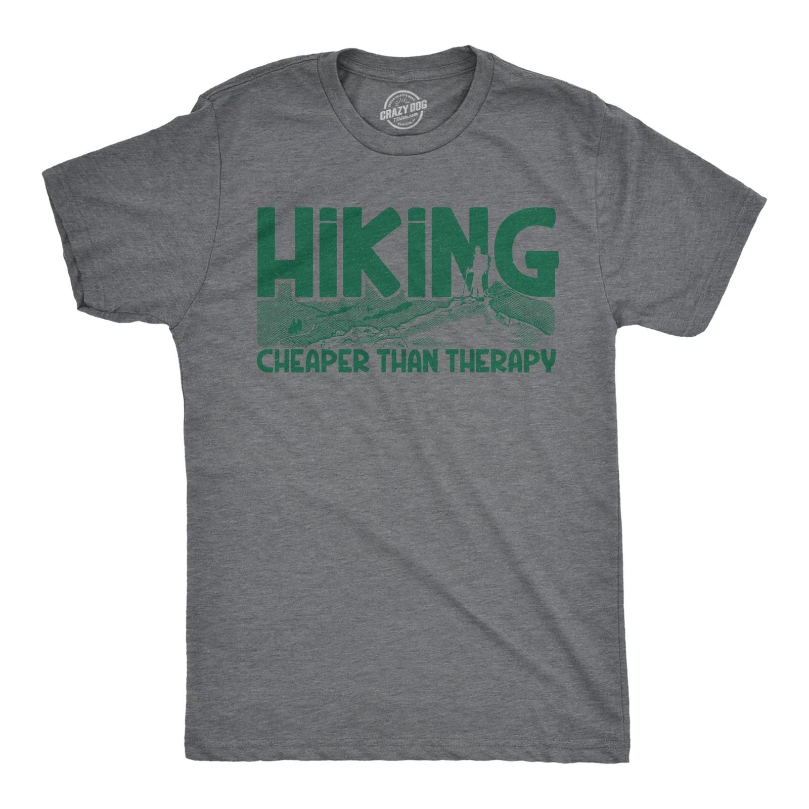 Mens Hiking Cheaper Than Therapy Funny Camping Outdoor Summer T shirt XXXXL