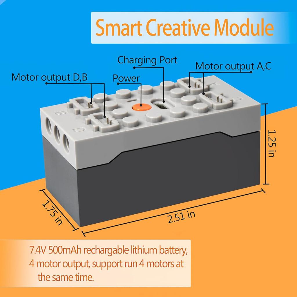 4-in-1 Motor Kits Engine Kit Power Function Set Compatible with Lego Technic-Parts with 2 M Motor,1 Battery Box,1 Infrared Remote Control for
