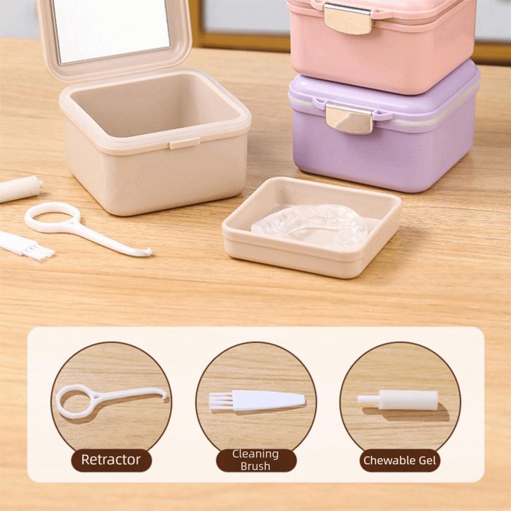 Sealed 2 In 1 False Teeth Box Double Layer Mouth Guard Box Denture Bath Container Denture Soaking