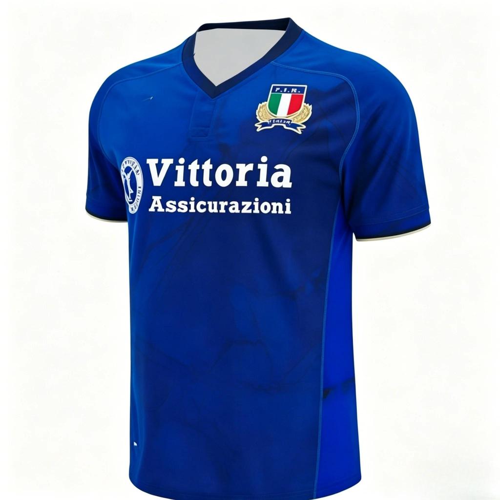 Neues italienisches Rugby-Trikot 25/26, Fitness-Sportbekleidung, Freizeitkleidung, Atmungsaktiv und Schnelltrocknend, Sportbekleidung, Familienpackung