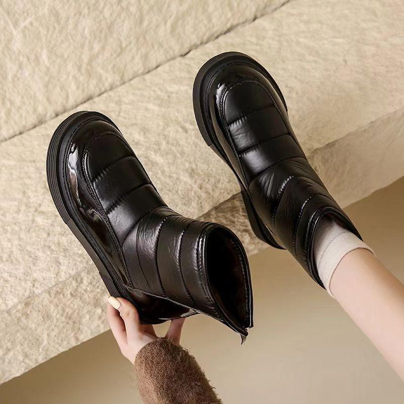 Autumn and winter new retro thick-soled heightening non-slip cotton shoes women's velvet thickened warm versatile snow boots