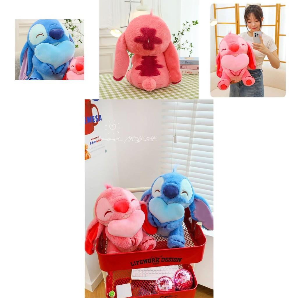 Adorable Plush Stitch Toy Heart Hugging Design Soft Pp Cotton Cuddly Stuffed Animal