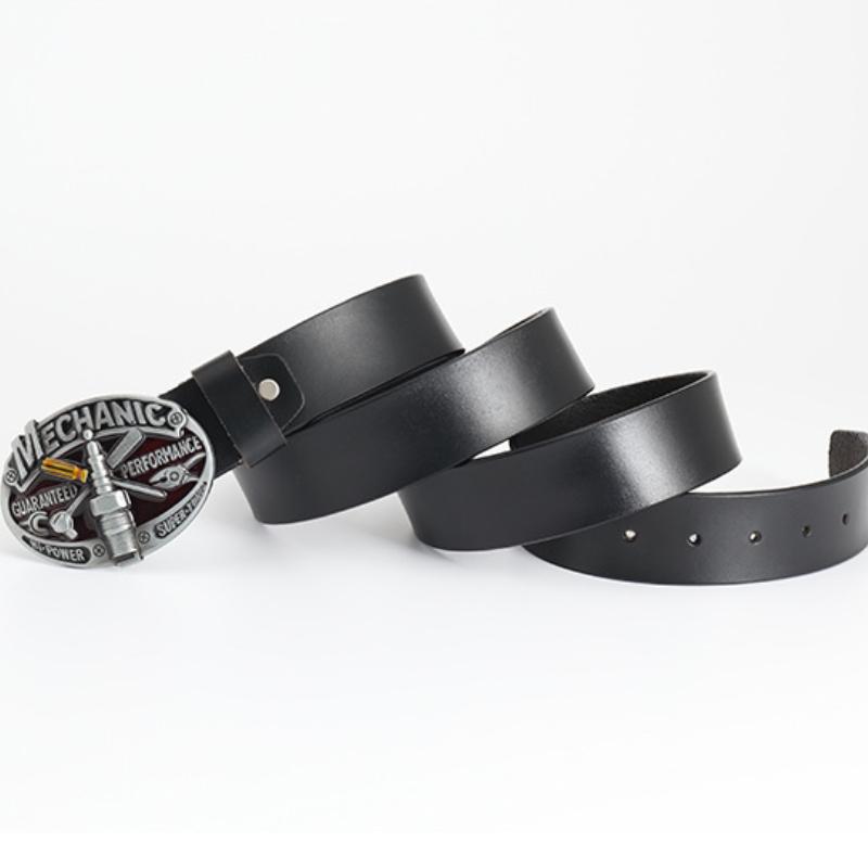 Retro New Men's Belt Cowhide Smooth Buckle Cowhide Belt Personalized Belt