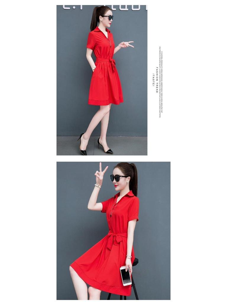2024 Women's Summer Slimming Dress - Stylish, Belly-Concealing with Skirt Collar