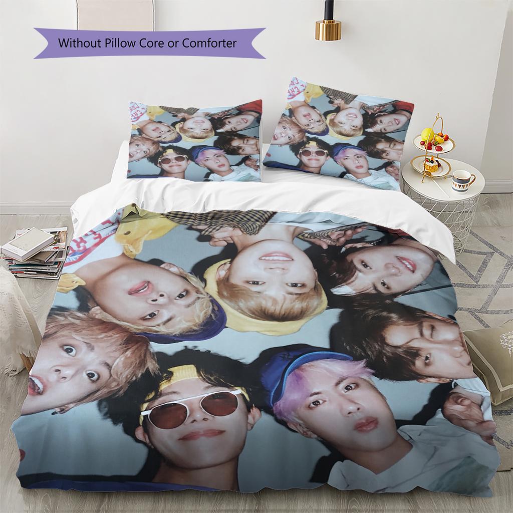 BTS Pattern Bedding Home Decoration Birthday Gift (1 * Duvet Cover + 2 * Pillowcase, Without Core)
