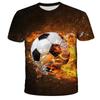 3D Tištěný Fotbalový Vzor Módní Trend Kulatý Výstřih Krátký Rukáv Ležérní Dětská Chlapecká Trička