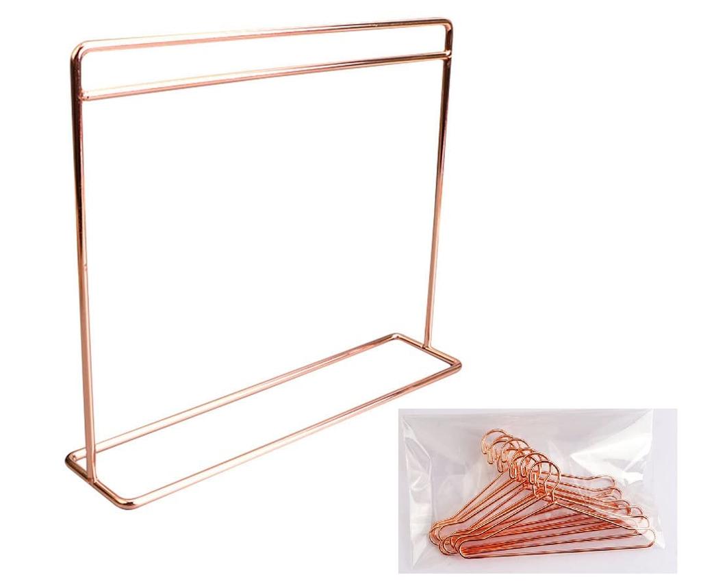 [Large] Height 30cm, 16 Size Doll, Long Dress Available, Hanger Rack for Dresses, Rose Gold, Pink Gold, Set of 10 Hangers, Doll Clothes, Dress-up