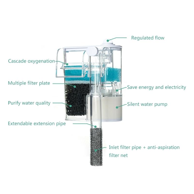 Hängende Aquarien Filter Tauchpumpe Filtersystem Wasserreiniger Sauerstoffspender Wasserreinigung für Wasserhaustiere