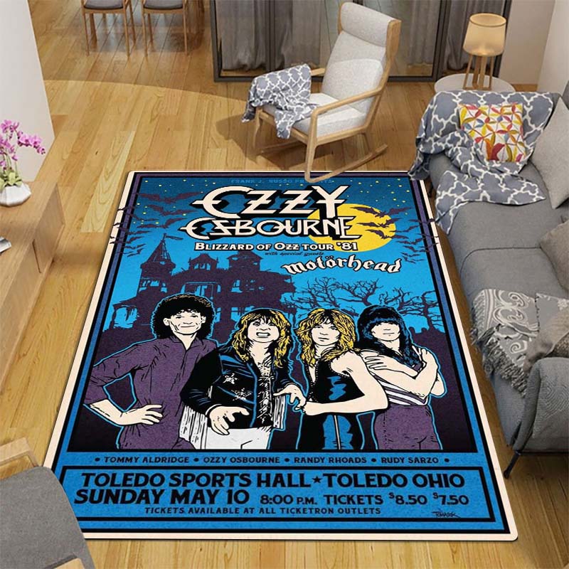 singer o-ozzy osbourne Floor Mat Machine Washable Soft Flannel Area Rug, Non-Slip Absorbent Floor Mat for Living Room Bedroom