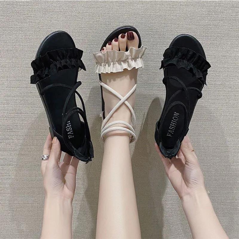 Roman Sandals Women's Flat Straps All-match Student Korean Casual Fashion Beach Shoes