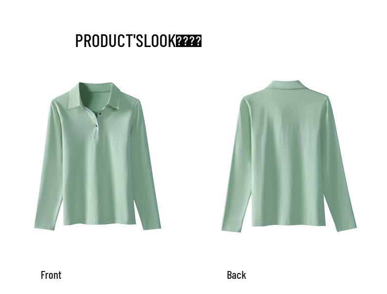 2025 Autumn Women's Long Sleeve Solid Color Lapel Polo Shirt