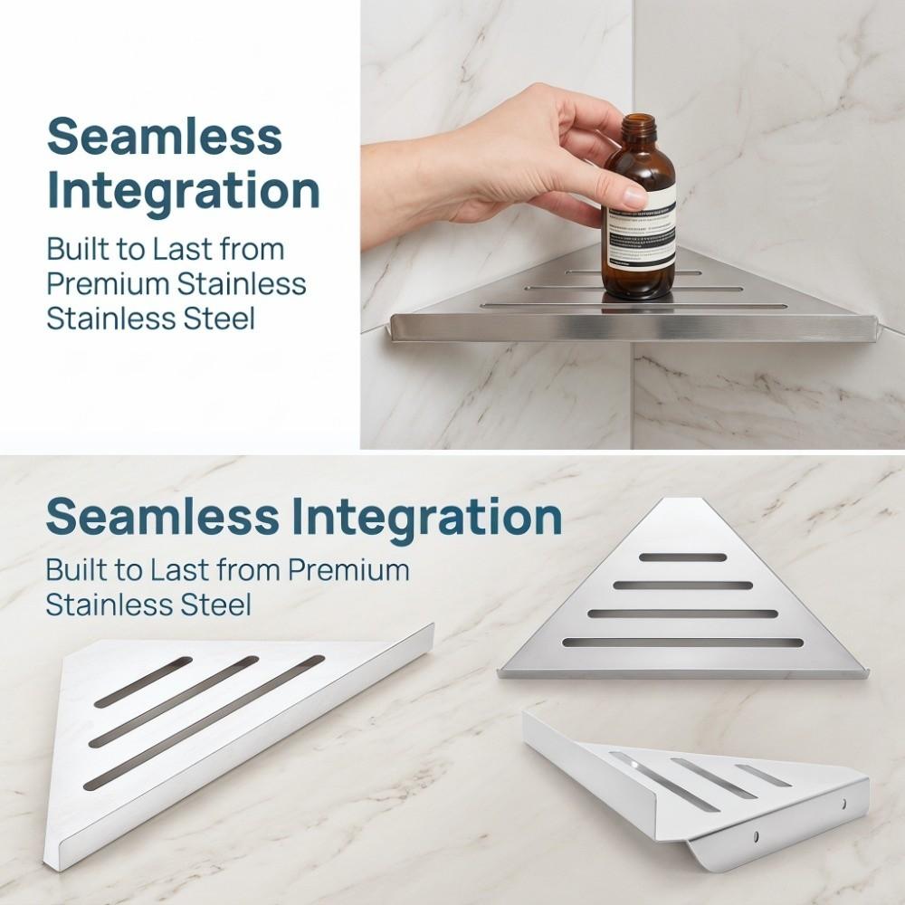 Silver Shower Corner Shelf Stainless Steel Bathroom Shelf Organizer Corner Shelf Rack Space Saving