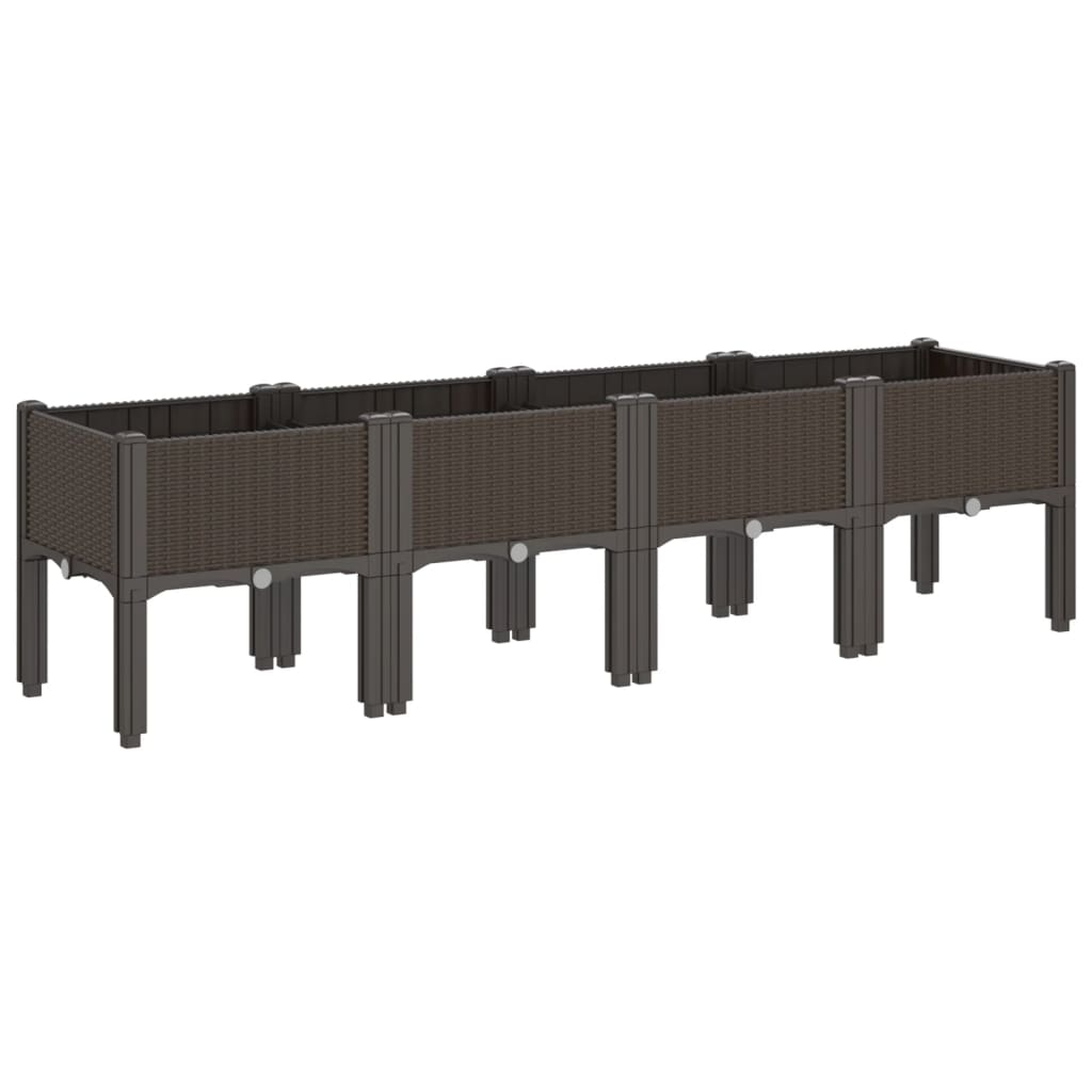 Planter with Legs Brown 160 x 40 x 42 cm PP