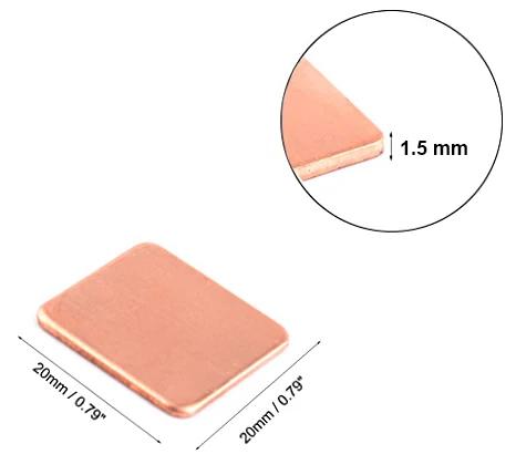 

5 pcs Copper Heatsink, Thickness Heatsink Thermal Pad for Laptop, Chip Cooler, 0.3/0.5/0.8/1.0/1.2/1.5/2mm x 15x15/20x20mm.