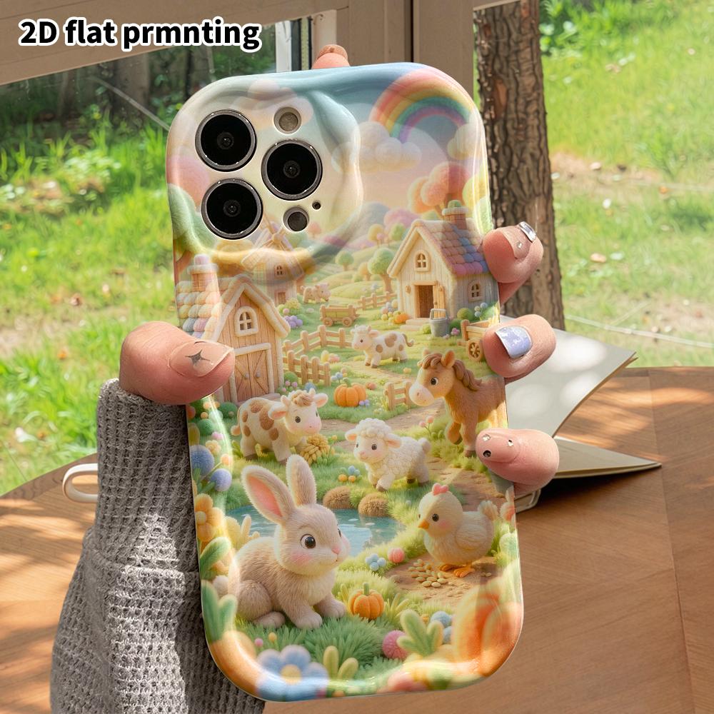 Phone Case: 2D Flat, Suitable for iPhone 18 17 16 15 14 13 12Pro Protective Case, Rainbow Farm, Perfect Christmas and Halloween Holiday Gift