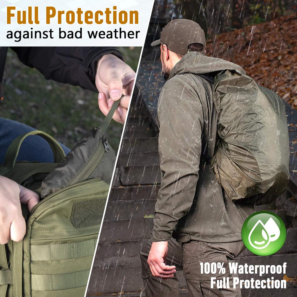 M-Tac Waterproof Backpack Rain Cover (S/20 L) with Buckle Strap & Pouch for Hiking, Camping, Travel