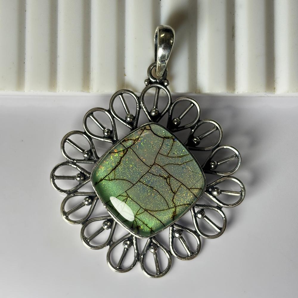 

46 Ct Multi Color Opal Pendant Gemstone | Natural Certified 925 Sterling Silver my.pds-387-k 19.4 mm approx. різнокольоровий