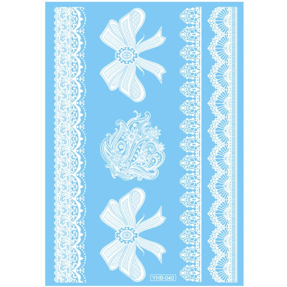 Lace Flower White Tattoo Stickers Long-lasting Butterfly Tattoo Stickers Women Men