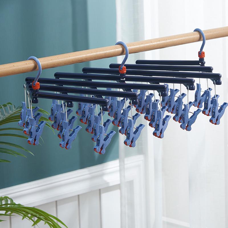 Multi-Functional Retractable Windproof Clothes Drying Rack with Seamless 3D Design and Storage Clips