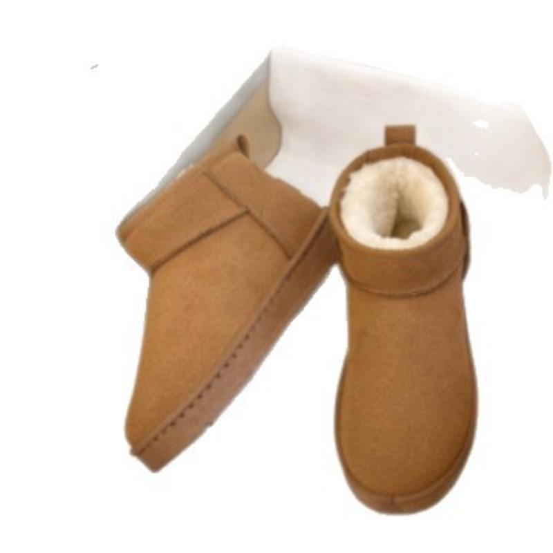 Snow shoes large size winter new flat-bottomed short cotton shoes men's velvet thickened warm snow boots women