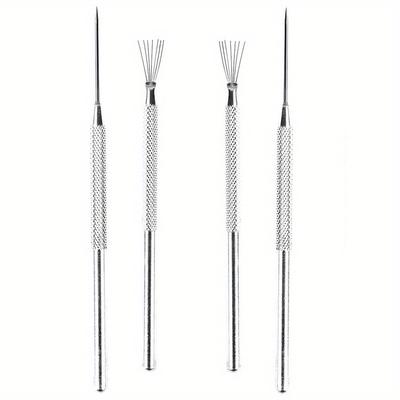 4pcs/set Feather Wire Texture & Pro Needle Pottery Clay Tools Set Ceramics Sculpting Modeling Tool Pottery Texture Brush Tools