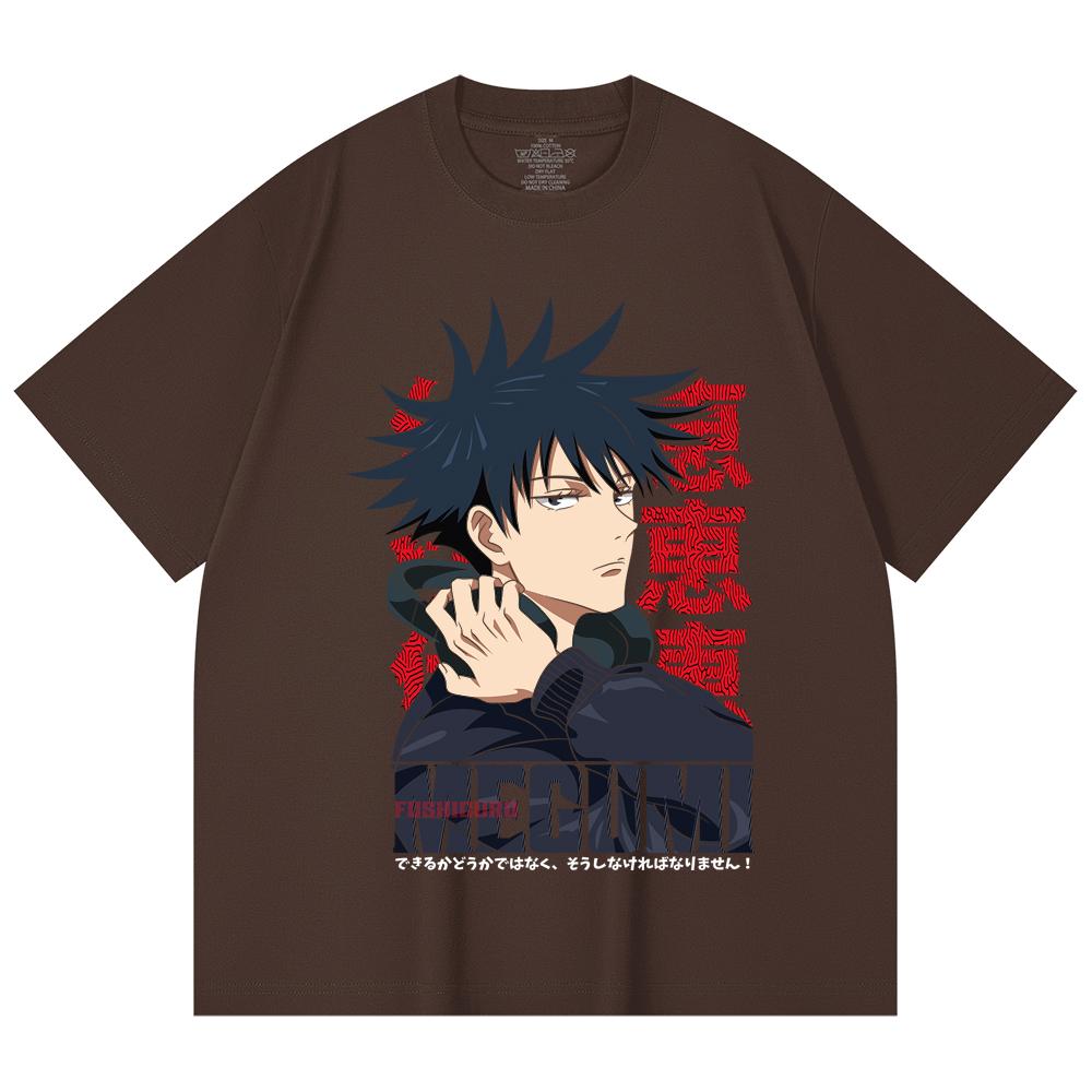 230 Gsm 100% Cotton Jujutsu Kaisen V38 Megumi Print Unisex Heavy Cotton T Shirt