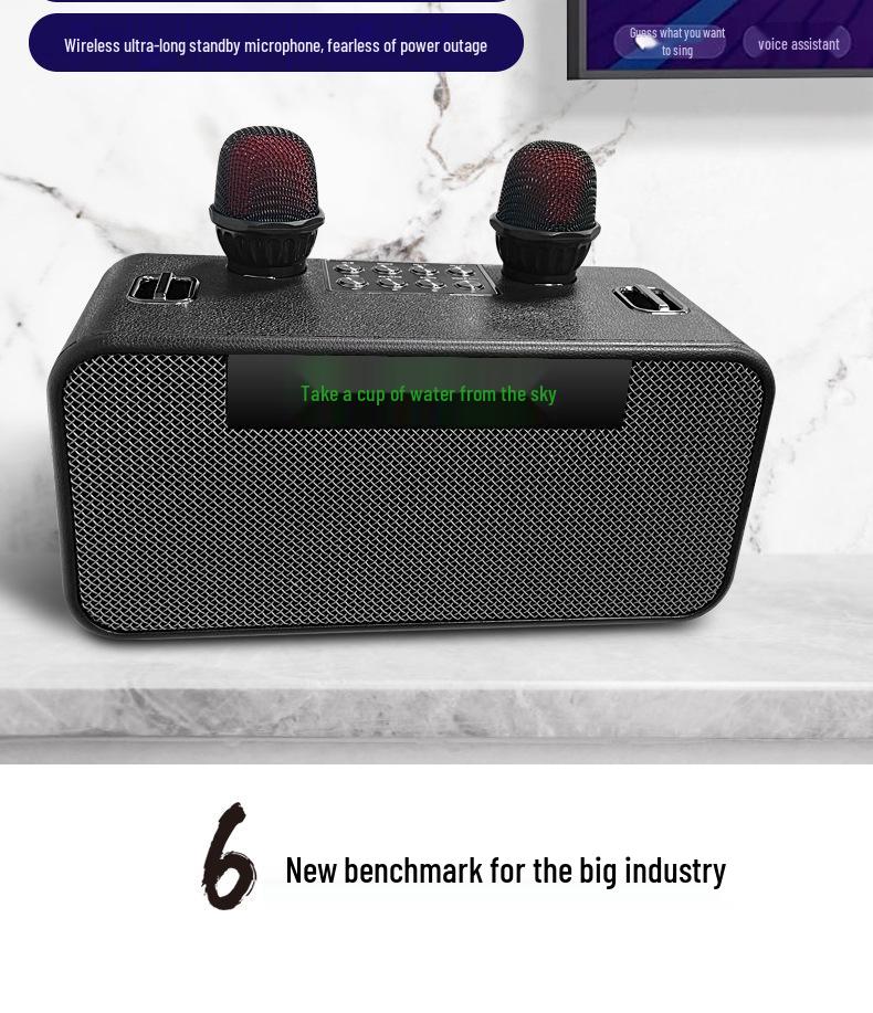 Wireless KTV Speaker with Bluetooth Lyrics Display & Reverb Control