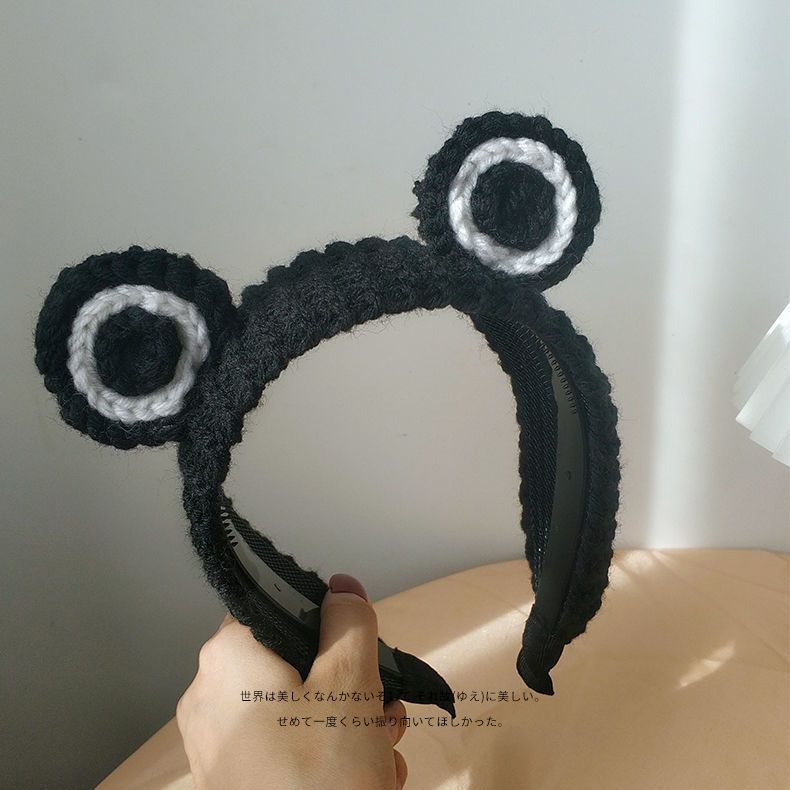 Cute Big Eyes Frog Hair Band Women's Face Wash Cartoon Fashion Knitted Headband Hair Clip Anti slip Autumn and Winter Headwear