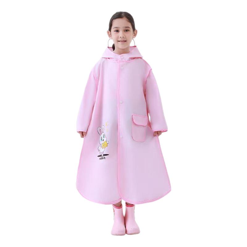 Children's Cartoon EVA Waterproof Raincoat with Hidden Backpack Compartment, Windproof and Heavy Rain Protection for Primary Students