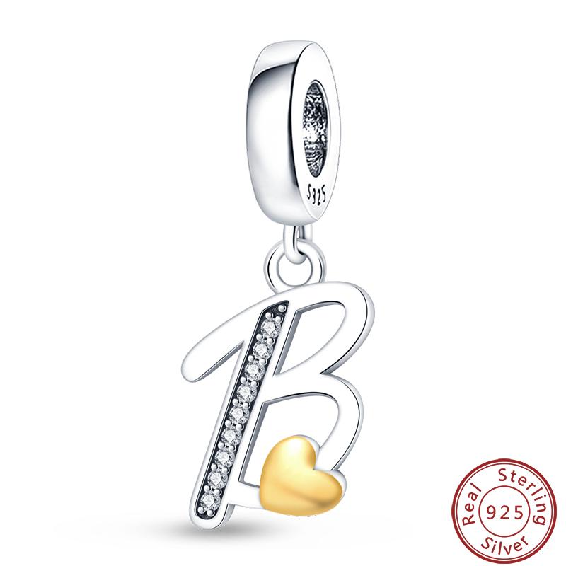 26 English Letter Series Copper Gold Heart-Shaped Design Charms Beads 3Mm Diy Fine Jewelry Making