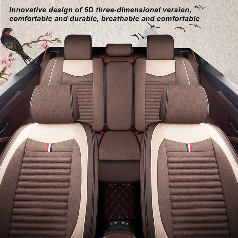 Car Seat Cover Linen Special Seat Cover Four Seasons Universal Seat Cushion Full Envelope Fabric Seat Cover Cushion