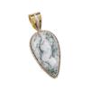Natural Green Dendrite Opal 925 Sterling Silver Gift TwoTone Pendant 1.50" N3W20