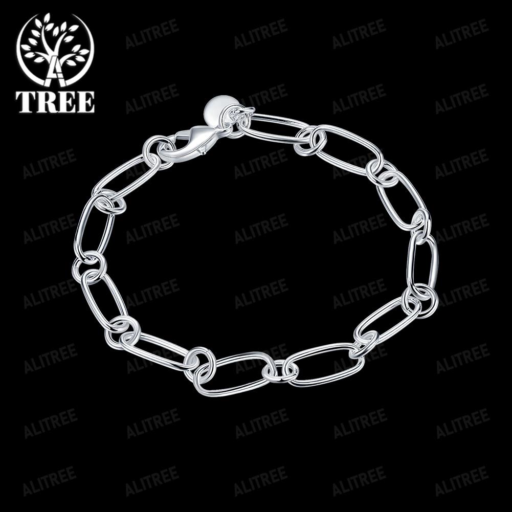 925 Sterling silver circle chain Bracelets for woman men classic Wedding party Christmas Gifts fashion fine Jewelry 20cm 8inch