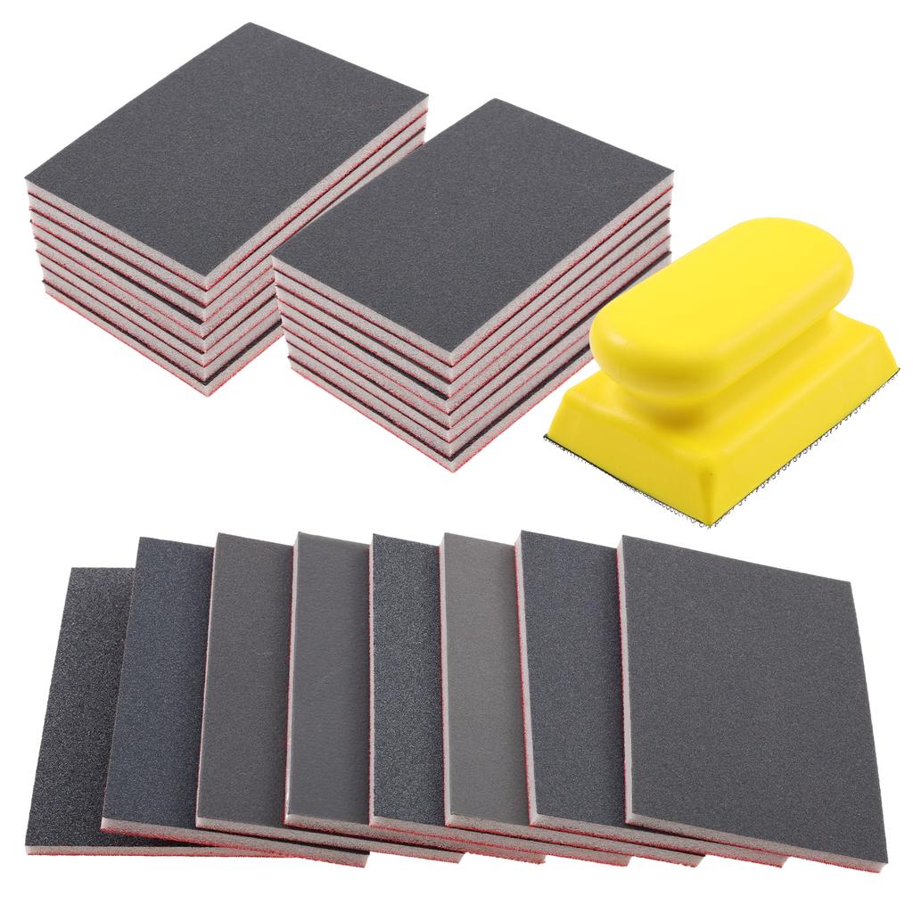 24/18Pcs Sanding Sponge Set 180-3000Grit Soft Foam Hand Sander Block 3x4 Inch Wet Dry Sandpaper for Car Wood Furniture Polishing