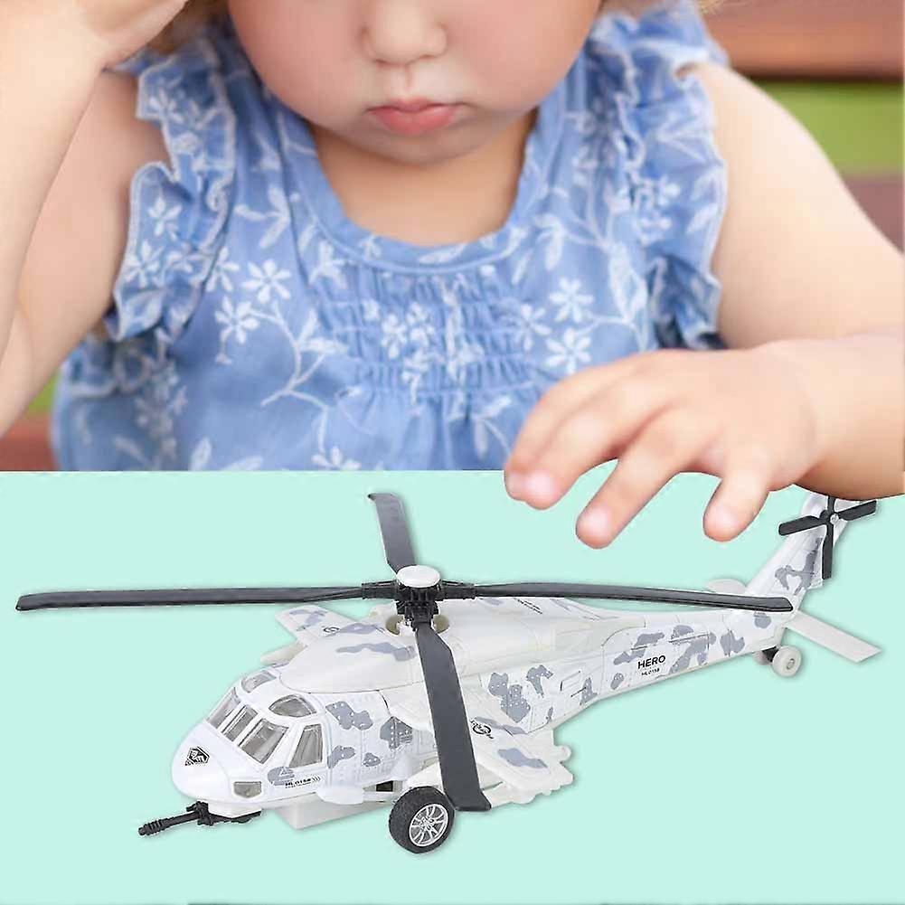 Spielzeug-Hubschrauber mit Rückziehmechanismus, Licht und Sound für Kinder(Weiß)