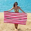 Outdoor Swimming Pool Red Striped Printed Oversized Beach Towels Quick Dry Microfiber Suede Beach Towel With Logo