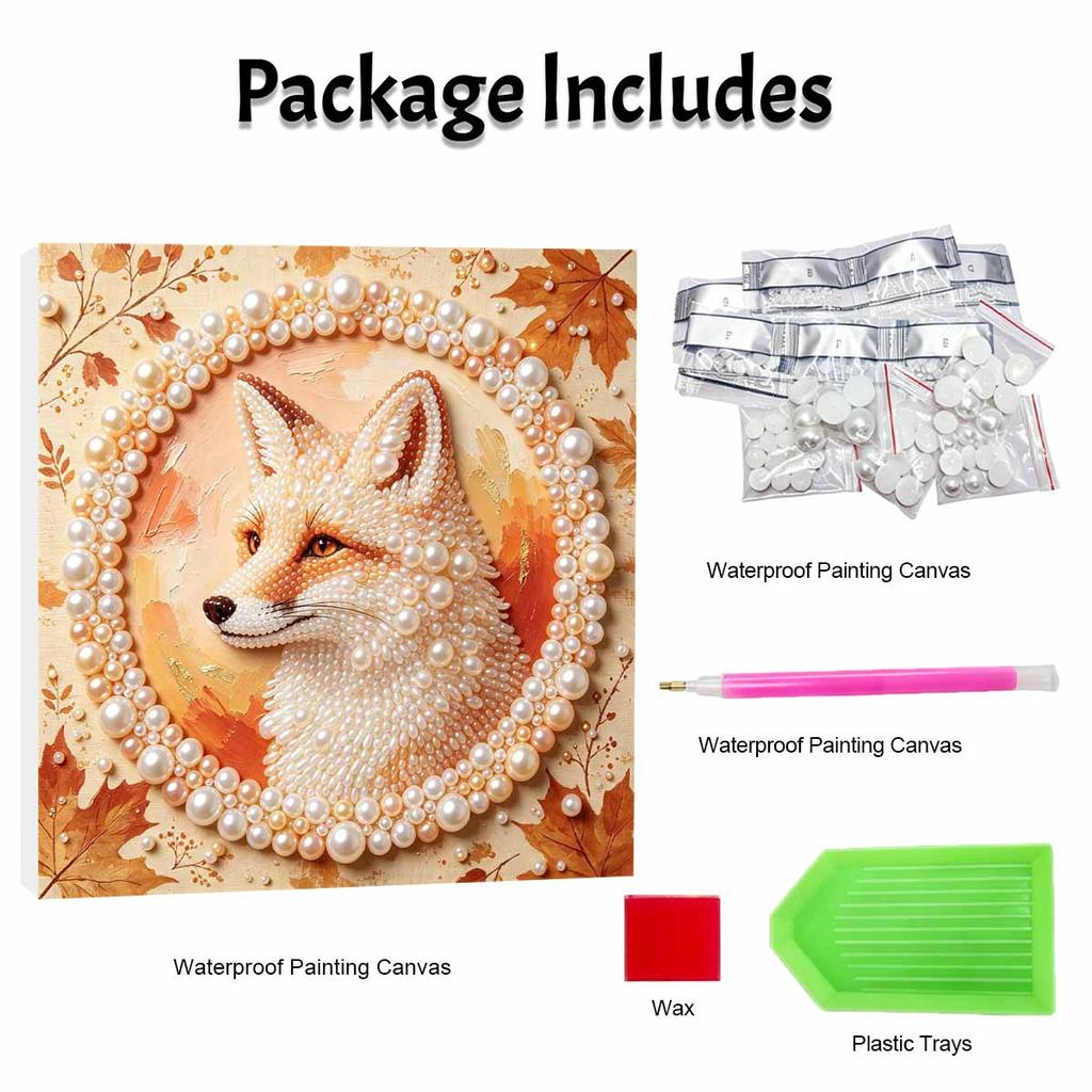 5D Framed Pearl Painting Kit Autumn Fox Motif Sparkling Bead Art Canvas Ready To Display Romantic Home Decor Gift Exquisite Craftsmanship