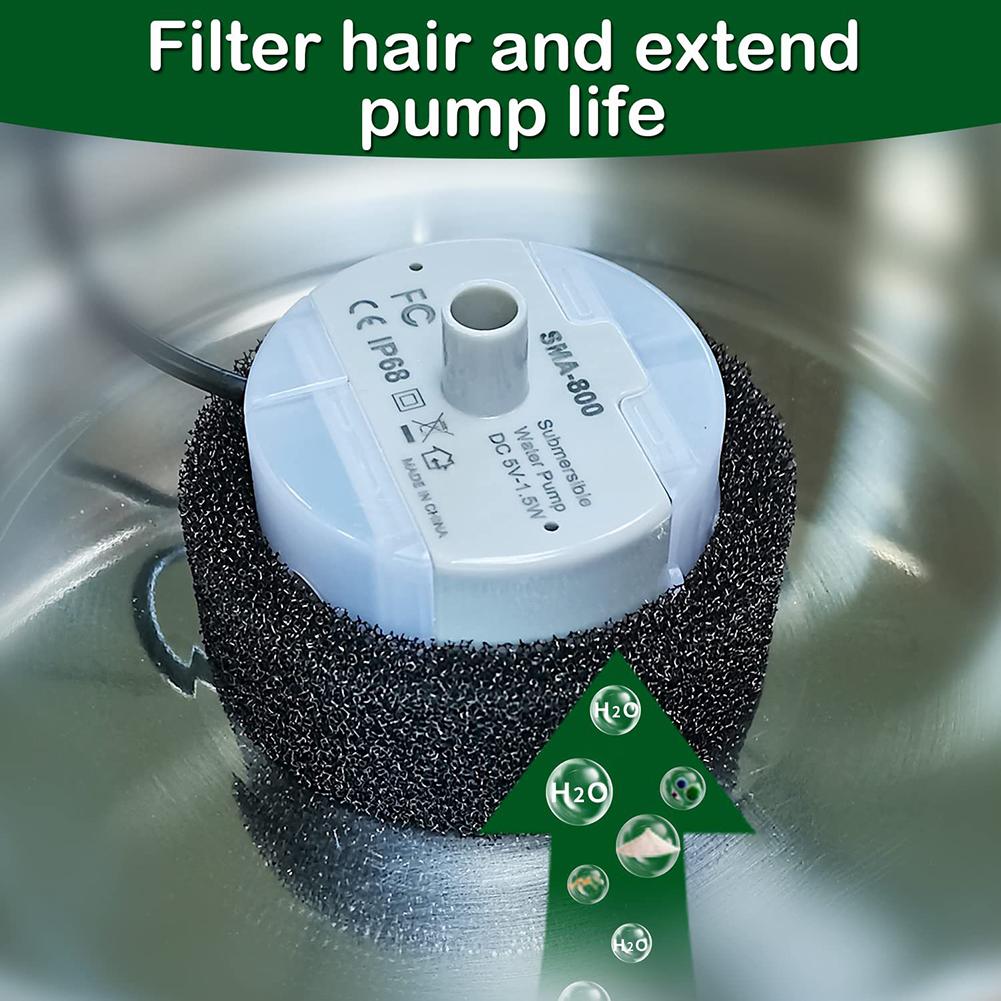 8pcs Sponge Filters Replacement For 2.0l/64oz Round Stainless Steel Pet Water Dispenser Water Fountain