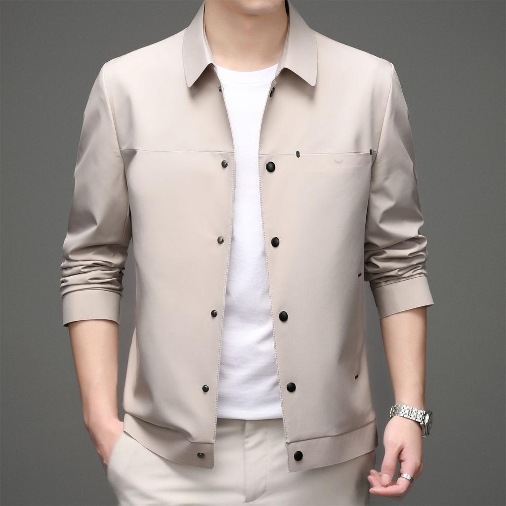 Autumn New Men's Jacket Korean Version of Casual Fashion Trend Lapel Top Middle-aged Thin Coat Men
