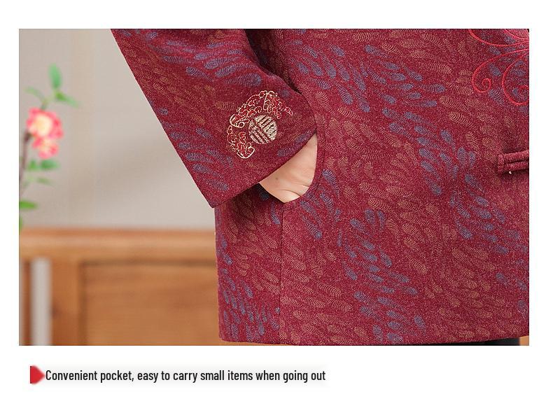 Grandma's Autumn Chinese Style Evening Dress Coat - Elegant Outfit for Middle-Aged & Elderly Women