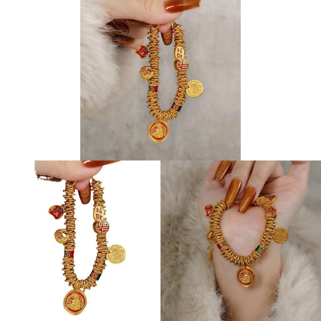 Traditional Copper Pendant Bracelet With Gold Plating For Women Gift Ethnic Style