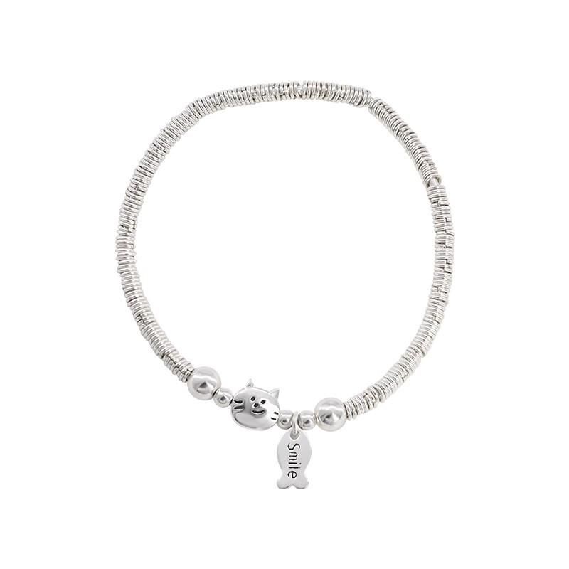

Элегантный браслет из стерлингового серебра 925 пробы с бусинами: Японский и корейский дизайн «рыба-кошка», легкая роскошь, нишевый, универсальный, изысканные женские украшения S925 Silver