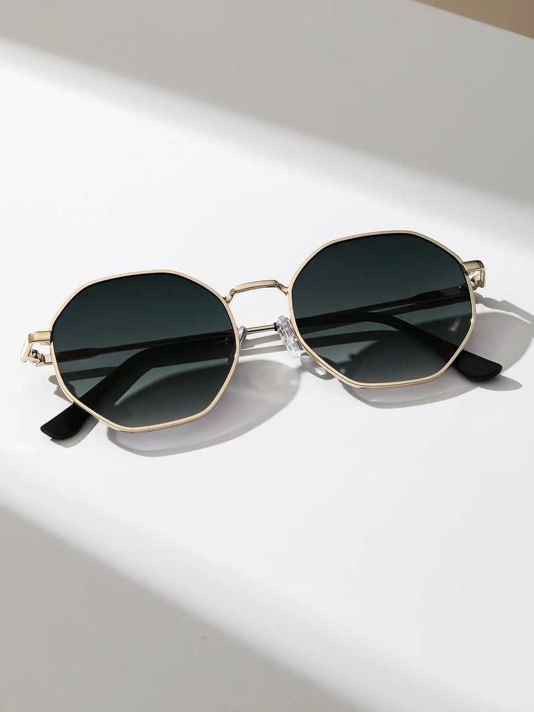 1PCS Fashion Geometric Metal Frame Sunglasses For Women Men UV Protection Daily Life Shades Eyewear Accessories